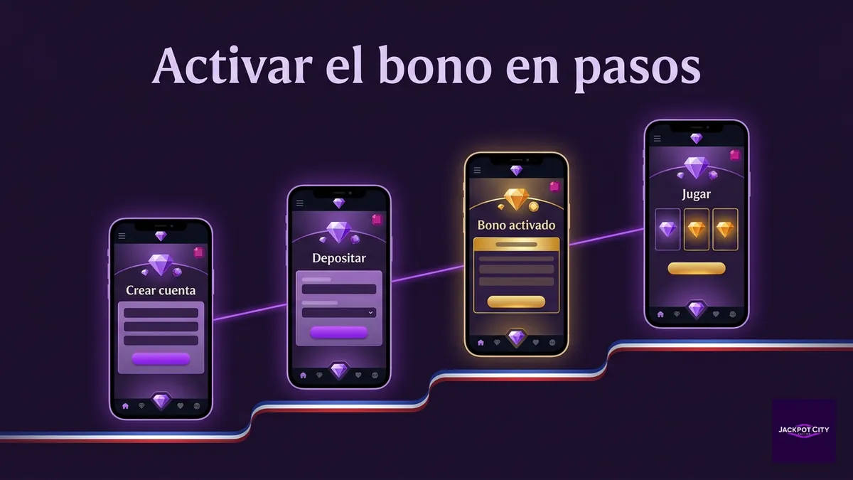 Pasos para activar el bono de bienvenida de JackpotCity Chile en la cuenta