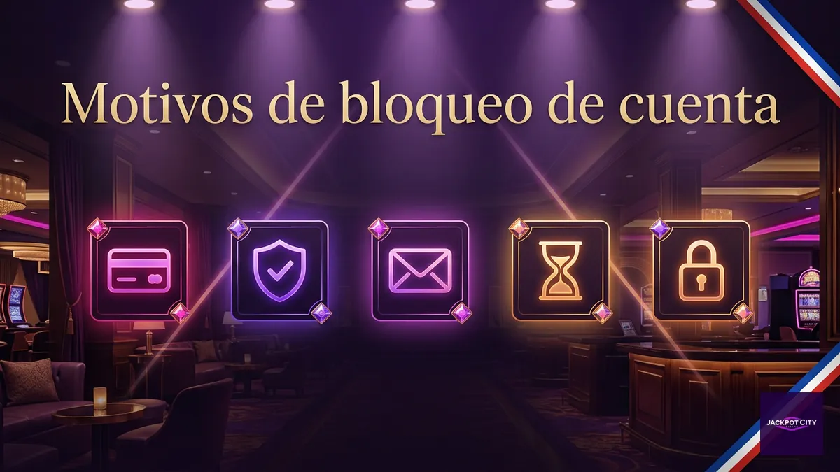 Iconos que representan los motivos de bloqueo de una cuenta en JackpotCity Chile