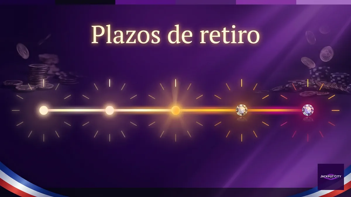 Línea de tiempo de plazos de retiro en JackpotCity Chile, de instantáneo a varios días