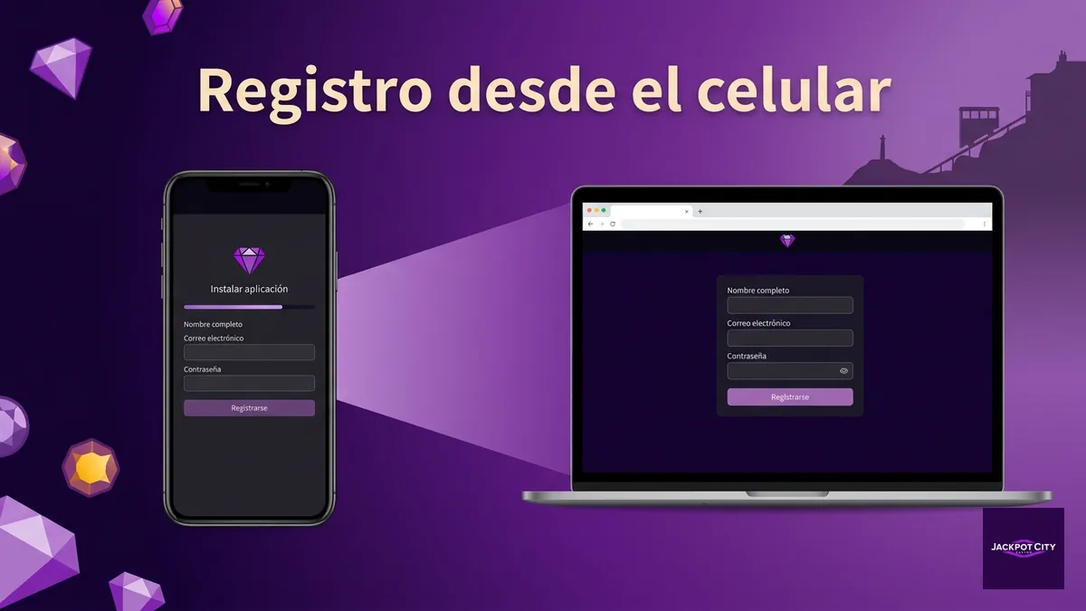 Registrarse en JackpotCity Chile desde la app o desde el computador con el mismo formulario