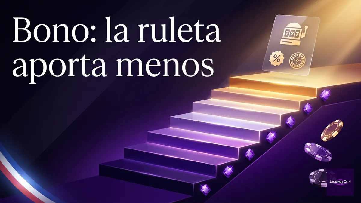Ilustración del aporte reducido de la ruleta al bono de bienvenida de JackpotCity comparado con tragamonedas, Chile