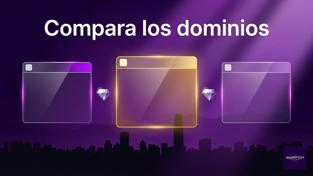 Comparación de dominios relacionados con JackpotCity con el skyline de Santiago de fondo